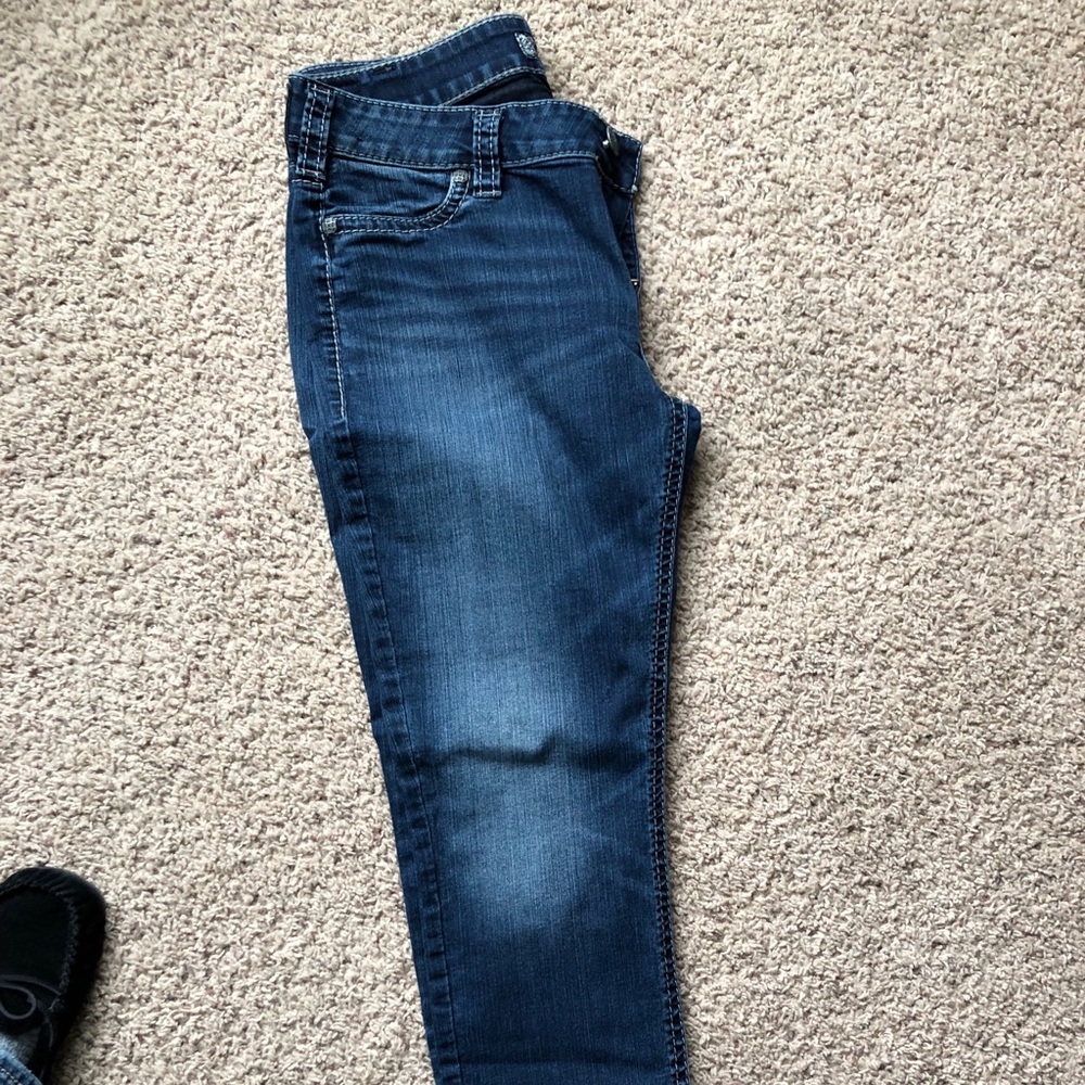 Silver skinny jeans 34x29